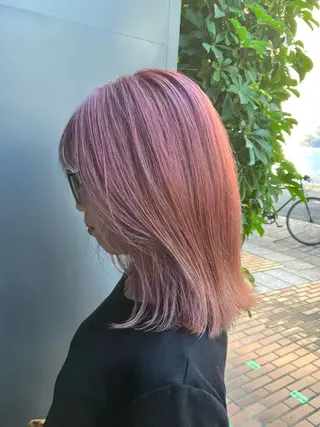 ミディアム カラー 髪質改善/縮毛矯正 /美髪カラー/こてのヘアスタイル