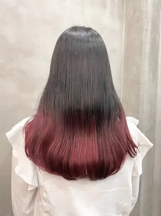 ロング カラー ヘアアレンジ 【ピンク/韓国ヘア/ ヘアセット】亜海のヘアスタイル