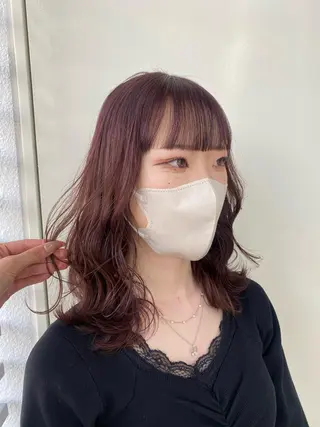 セミロング カラー 韓国ヘア顔周りカット 艶髪ベージュtamaのヘアスタイル