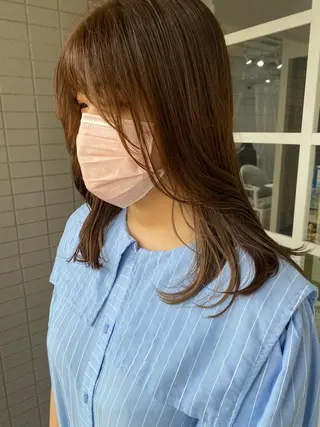 セミロング カラー 韓国×髪質改善カラー 💎hinaのヘアスタイル