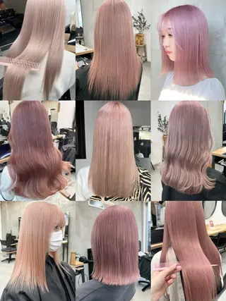 ロング カラー ヘアアレンジ 韓国/ハイトーン/ ボブ🎀MIKU🎀のヘアスタイル