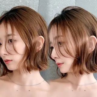 ミディアム カラー ♥️ボブ縮毛/ブリー チ/minami♥️のヘアスタイル