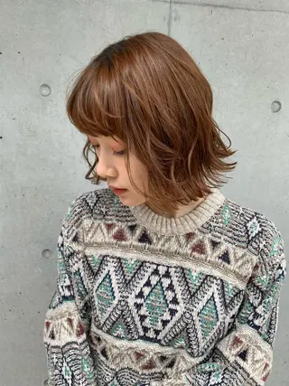 ミディアム Ririkoボブ 透明感カラー🤍のヘアスタイル