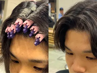 ショート パーマ メンズ ﾎｯﾄﾍﾟｯﾊﾟｰ に移行中【かな】のヘアスタイル