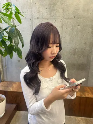 ロング カラー 🌷ラベンダーピンク 顔まわり🌷ねいろのヘアスタイル