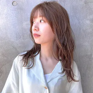 セミロング カラー パーマ ヘアアレンジ 【ダメージレス施術】 【透明感】北村 拓也のヘアスタイル