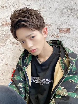 ショート カラー パーマ ヘアアレンジ メンズ 當間 大知のヘアスタイル