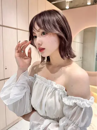 ミディアム カラー 大宮レイヤーカット ハッシュ　柏崎颯刀のヘアスタイル