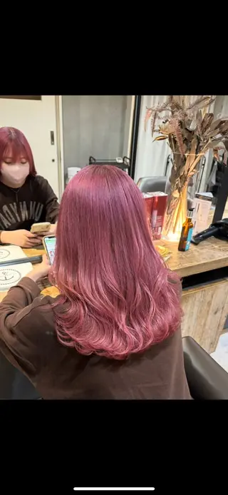 ロング ピンク🌸/暖色/ ブリーチ/横浜/金光のヘアスタイル