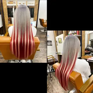 ロング カラー ✯カラー&編み込み エクステ✯池田智博✯のヘアスタイル