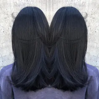 ミディアム カラー 韓国風/小顔レイヤー /艶カラーのヘアスタイル