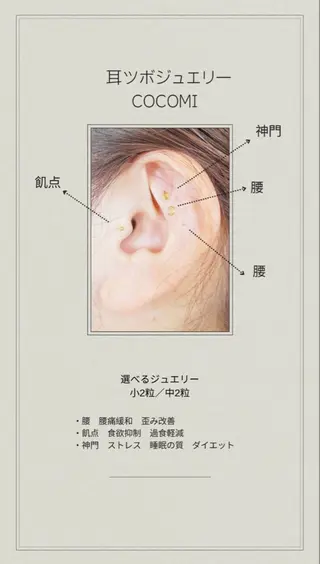 CoCoMi所属・耳つぼジュエリー CoCoMiのエステ・リラクイメージ