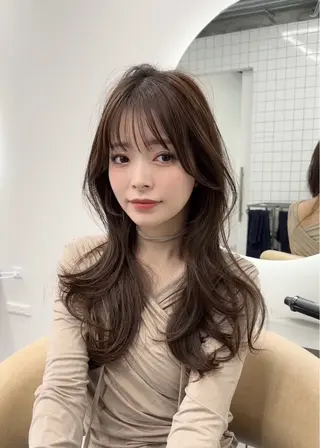 ロング カラー ブリーチなしヘーゼル 🤎透明感カラー 唯のヘアスタイル