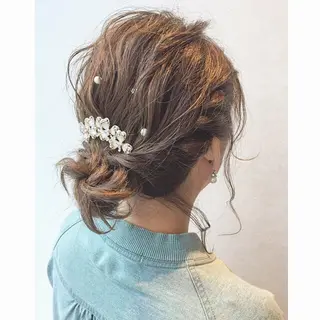 ミディアム カラー ヘアアレンジ 透明感♡︎♡︎ 佐々木早苗のヘアスタイル