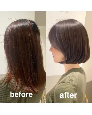 ミディアム カラー パーマ ヘアアレンジ 小野寺瑞希 /最小顔カットのヘアスタイル