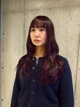 ロング カラー 透明感/血色カラー/ 似合せレイヤー/ゆいのヘアスタイル