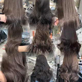 ロング 韓国ヘア レイヤーカットのヘアスタイル