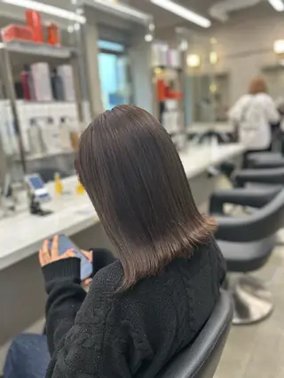 セミロング カラー パーマ ヘアアレンジ メンズ キッズ ブリーチなしカラー/ ブラウン/レイヤーのヘアスタイル