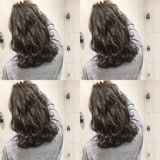 ミディアム カラー ショート/ボブ/ 白髪ぼかし/しんやのヘアスタイル