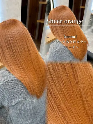 セミロング カラー ヘアアレンジ ダメージレスカラー 🩵HIYO🩵のヘアスタイル