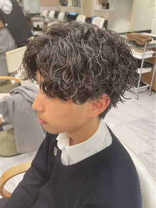 ショート パーマ メンズ 🐥くまがい💛 ダブルカラー／パーマのヘアスタイル