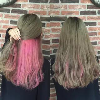 ロング Tee’s ケアブリ ーチ　ハイライトのヘアスタイル