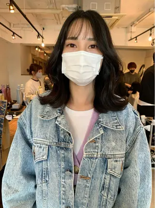 ミディアム カラー 透明感/オリーブ/ グレージュ/YUKAのヘアスタイル