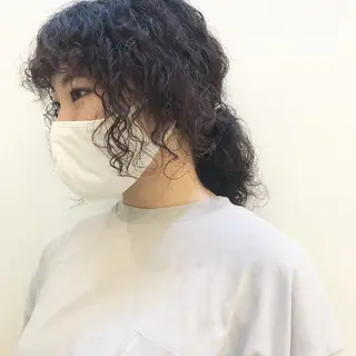 セミロング パーマ 嶋佐 昌大 シマサマオのヘアスタイル