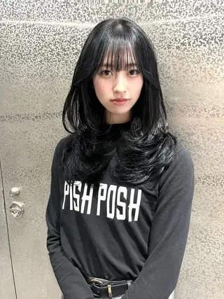 セミロング カラー 尾崎隼大 レイヤー/韓国ヘアのヘアスタイル