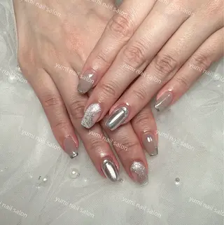 ネイル shineジェル& チップ長さだしのネイルデザイン