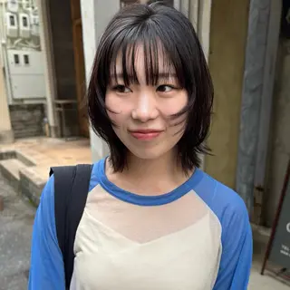 ミディアム カラー 水原波津輝/ボブ /ニュアンスパーマのヘアスタイル