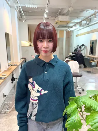 ショート カラー パーマ/透明感カラー /ボブ/吉田一生のヘアスタイル