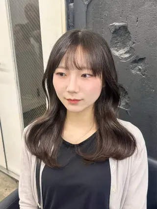 セミロング カラー 🎀ツヤ髪/韓国 ヘアミカ🎀のヘアスタイル