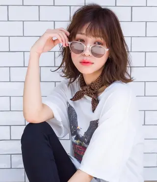 ミディアム カラー パーマ 竹嶌 健吾のヘアスタイル