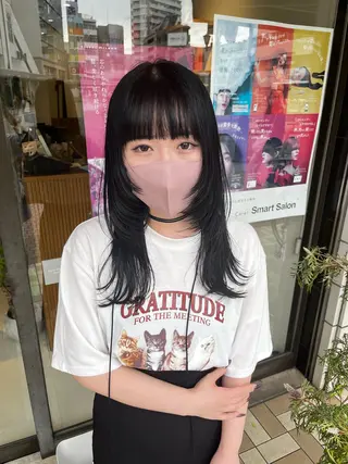 セミロング カラー レイヤーカット/カラ ー/U24/河野凜のヘアスタイル