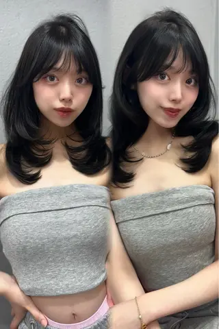 ロング カラー 𝑴𝑶𝑲𝑨渋谷 トレンド韓国ヘア🩷のヘアスタイル