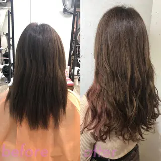 ロング カラー パーマ ヘアアレンジ 八巻 晴香のヘアスタイル