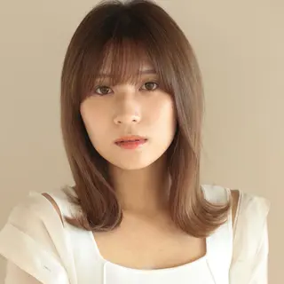 セミロング カラー 🍼顔周りカット/ レイヤー/小川華奈のヘアスタイル