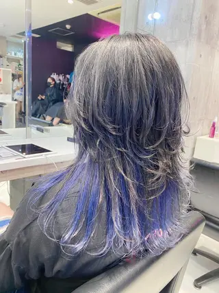 ミディアム カラー メンズ JuNブリーチに 縮毛矯正するプロのヘアスタイル