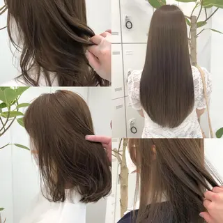 ミディアム カラー レイヤーカット 透明感カラーのヘアスタイル