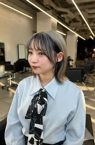 ミディアム カラー レイヤー/ボブ/透明 感カラー/佐藤奈由のヘアスタイル