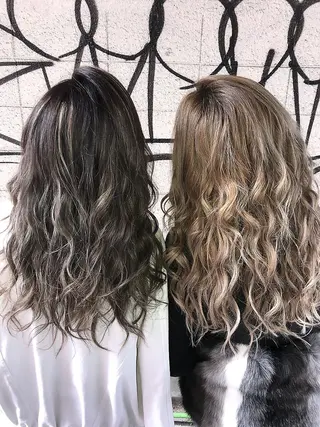 セミロング カラー ヘアアレンジ チビ編み込みエクステ シールEXどぅ〜すのヘアスタイル