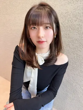 ミディアム カラー レイヤー❣️縮毛矯正 川村利幸のヘアスタイル