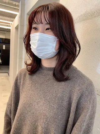 ミディアム カラー 透明感/オリーブ/ グレージュ/YUKAのヘアスタイル