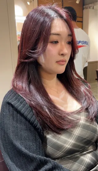 セミロング アレンジ/新宿 透明感カラー/ヤノのヘアスタイル