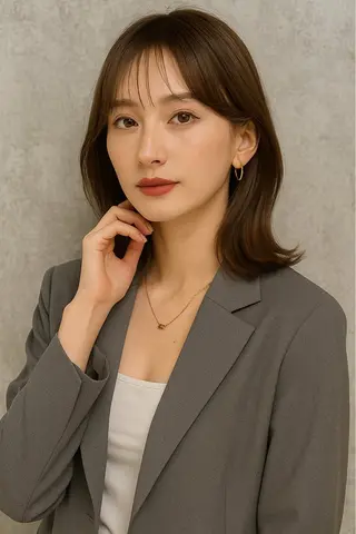 ミディアム 顔周りの似合わせ特化 井手麻梨栄のヘアスタイル