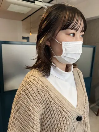 ミディアム カラー 暖色/パーマ 🌼クニトウメイのヘアスタイル