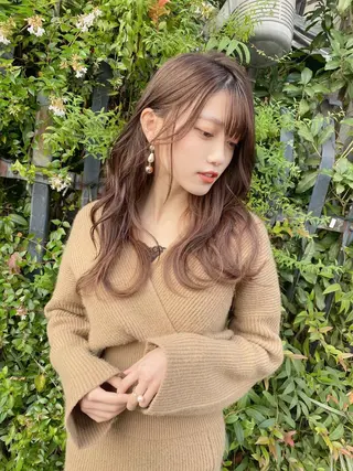 セミロング カラー 新宿✨顔周りカット 韓国ヘア/坂本亜裟海のヘアスタイル