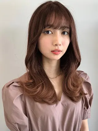 セミロング カラー 透明感/オリーブ/ グレージュ/YUKAのヘアスタイル