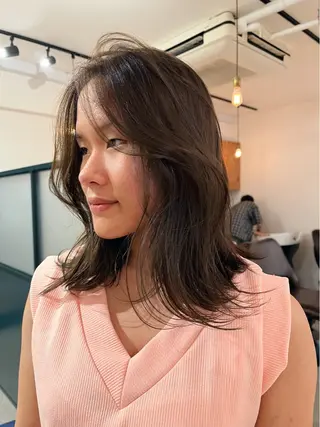 ミディアム カラー 暖色/パーマ 🌼クニトウメイのヘアスタイル